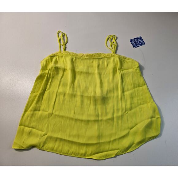 NWT $48 Free People S Beyond Me Cami Electric Lemon Small Top Yellow neon flowy - Picture 4 of 7